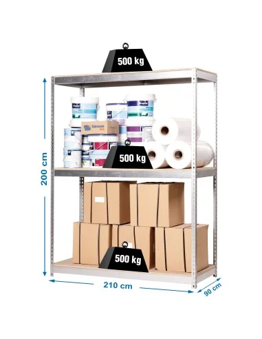 Estantería Metálica Simonforte 2109-3 Chipboard Galva/Madera