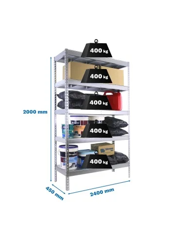 Estantería Metálica Simonforte 2404-5 Metal Galva/Galva