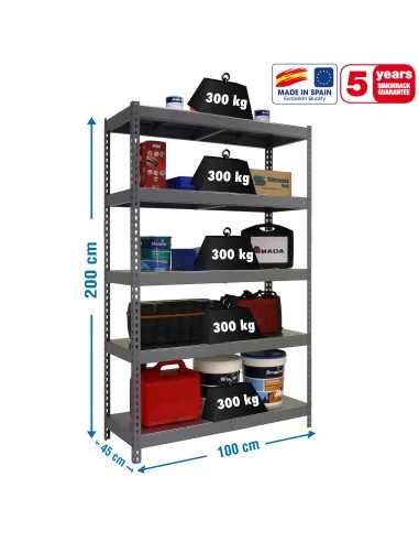 Estantería Metálica Bricoforte 1004-5 Metal Gris/Galva