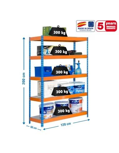 Estantería Metálica Bricoforte 1206-5 Metal Azul/Naranja/Galva