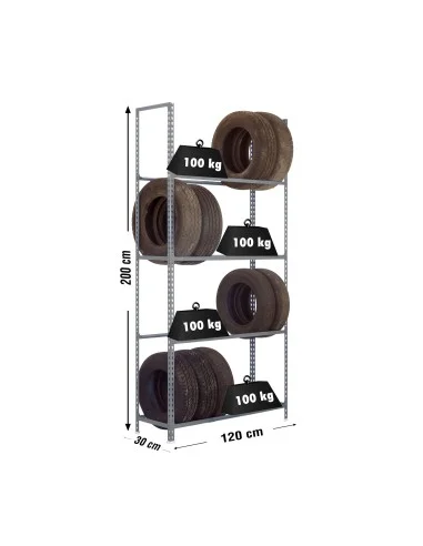 Estantería Metálica Autoclick Llantas Megaplus 4/300 Gris