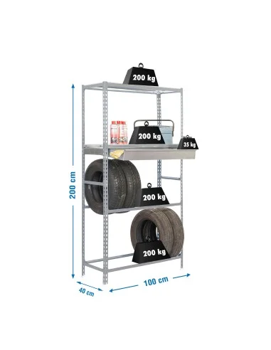 Estantería Metálica Simongarage Box Plus 4/400 Gris