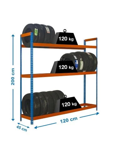 Estantería Metálica Autoforte 1204-3 Azul/Naranja