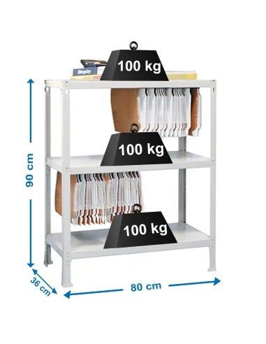 Estantería Metálica Fileclick Mini 3/360 Blanco