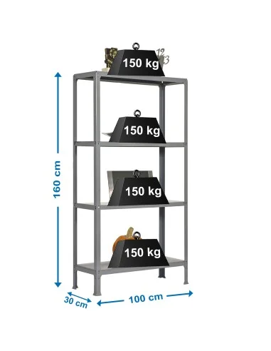 Estantería Metálica Simonhome Click Plus 4/300 Gris
