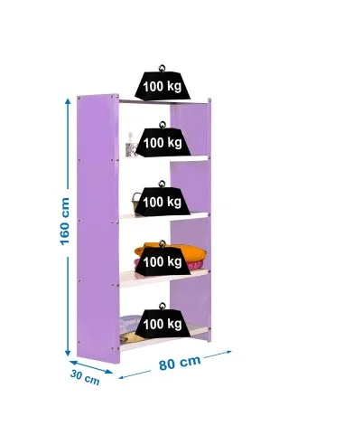 Estantería Metálica Habitat Color Plus 5/300 Violeta/Blanco