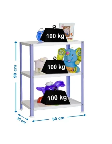 Estantería Metálica Simonhome Classic Color Mini 3/300 Viole/Blanc