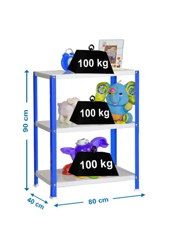 Estantería Metálica Simonhome Classic Color Mini 3/400 Azul/Blanco