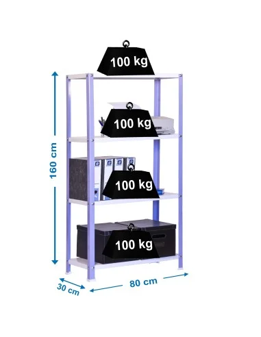 Estantería Metálica Simonhome Classic Color Mini 4/300 Viole/Blanc