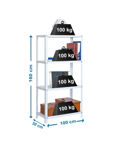 Estantería Metálica Simonhome Classic Plus 4/300 Blanco/Blanco