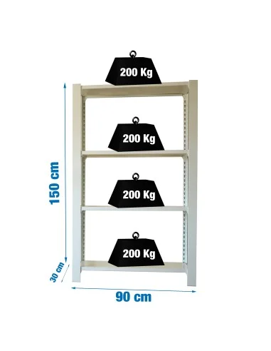 Estantería Metálica Officlick 4/300 Metal I.M. Blanco/Blanco