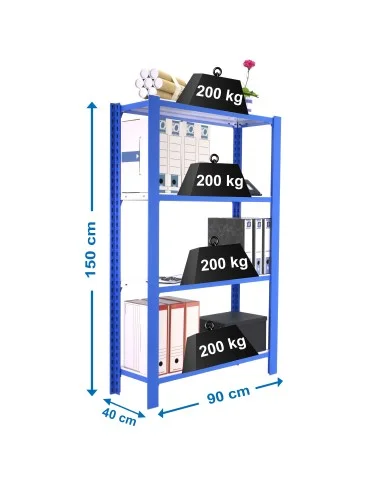 Estantería Metálica Officlick 4/400 Metal I.M. Azul/Blanco