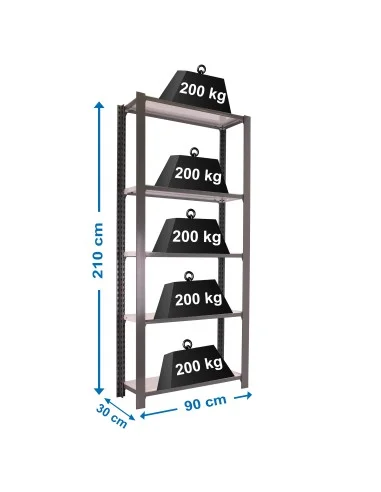 Estantería Metálica Officlick 5/300 Metal I.M. Gris/Blanco