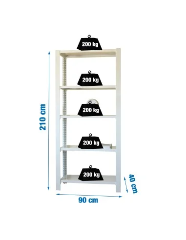 Estantería Metálica Officlick 5/300 Wood I.M. Blanco/Blanco