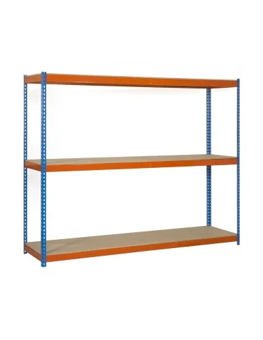 Estantería Metálica Ecoforte 1804-3 Chipboard Azul/Naranja/Madera