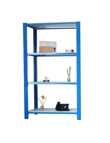 Estantería Metálica Officlick 4/300 Wood I.M. Azul/Blanco