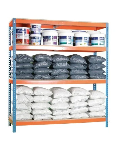 Estantería Metálica Ecoforte 1207-4 Chipboard Azul/Naranja/Madera